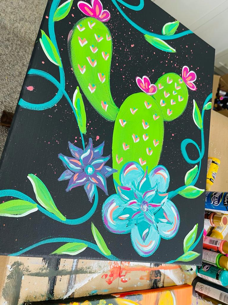 acrylic painting of cactus