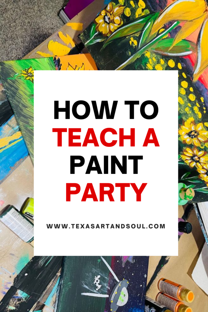 how to teach a paint party with image of acrylic paintings of sunflowers