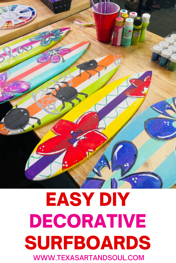 Easy DIY decorative surfboards with image of painted surfboards