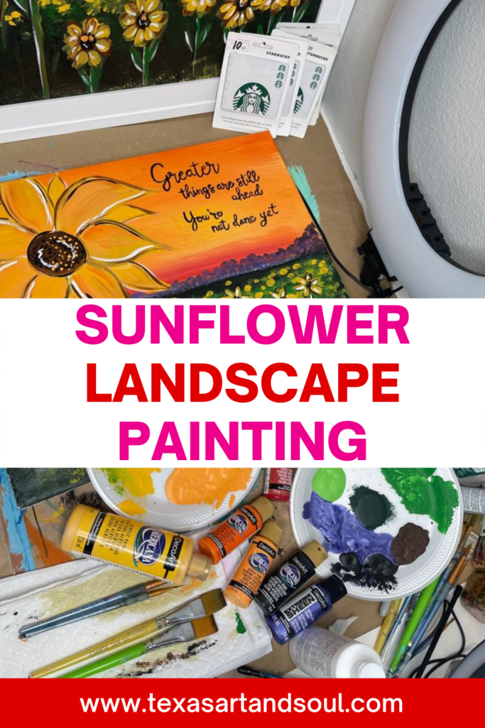 Sunflower Landscape Painting Pinterest Image