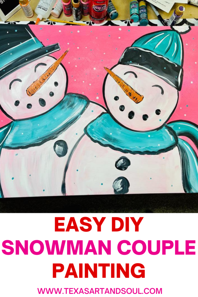 Easy DIY Snowman Couple Painting Pinterest Image