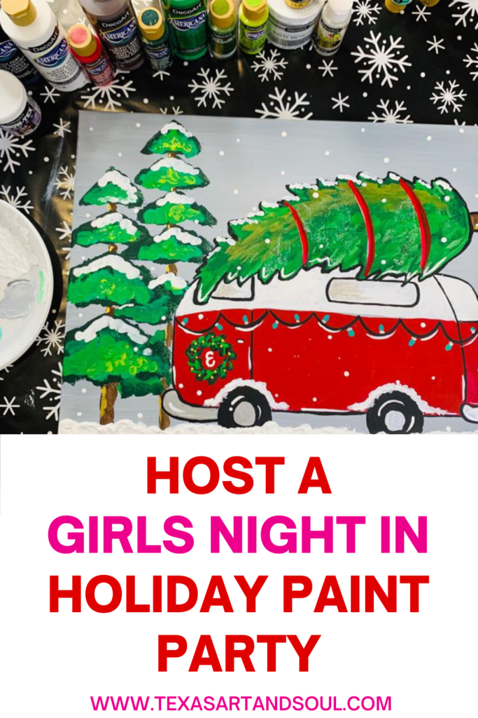 How to host a girls night in Christmas paint party pinterest image