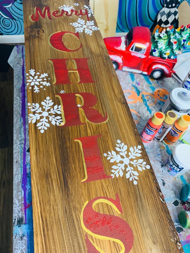 Painted Merry Christmas sign