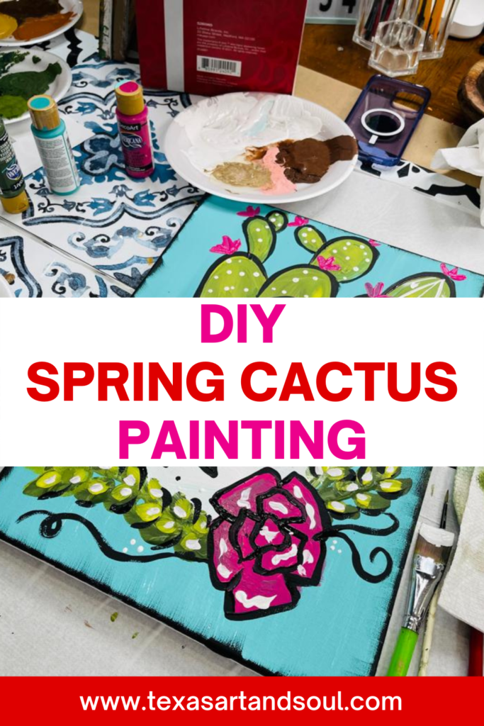 DIY spring cactus painting pinterest image