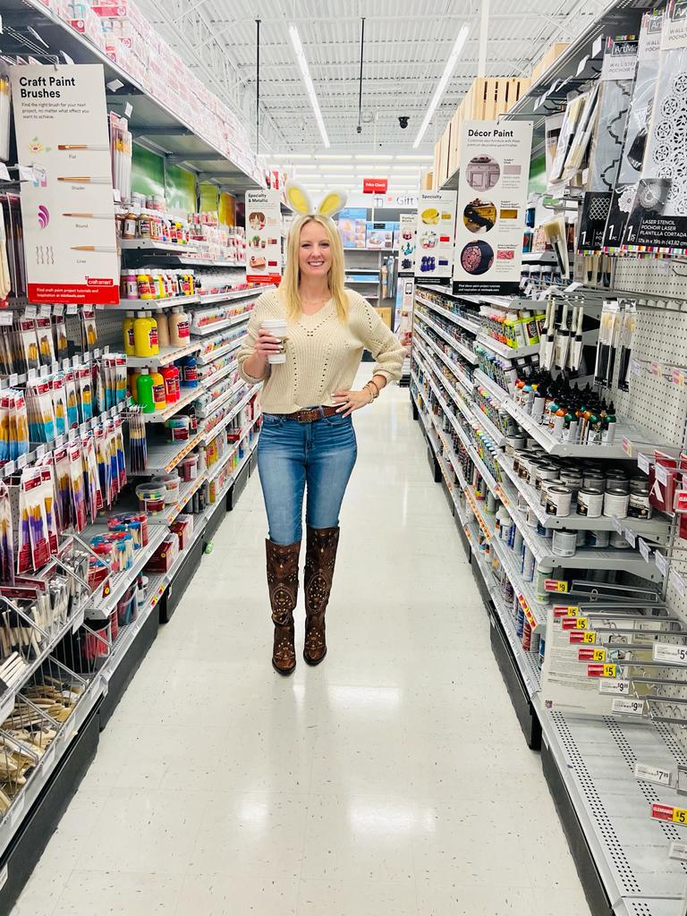 Heidi easley shopping for paint party supplies at Michaels