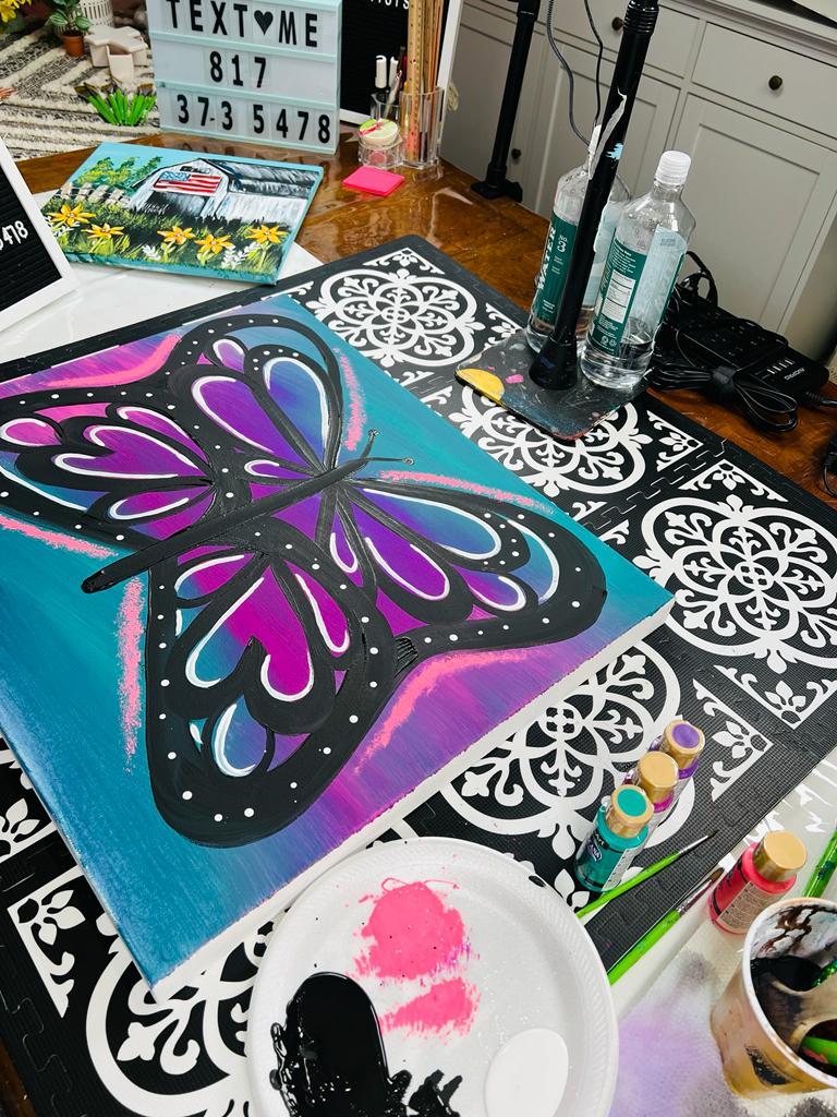 acrylic craft paint on canvas butterfly canvas